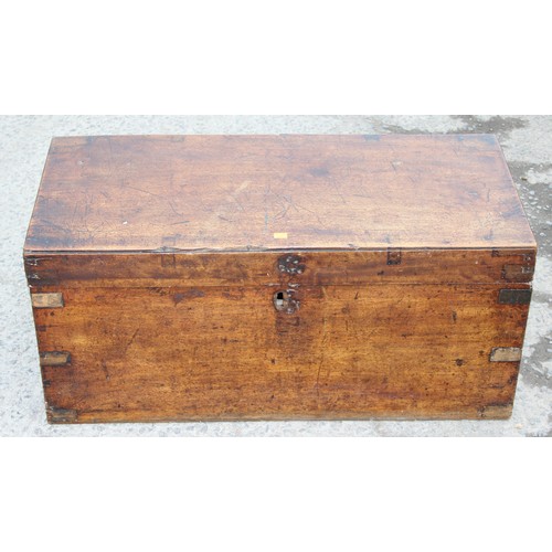 19 - A 19th century mahogany trunk with brass bound corners, approx 89cm wide x 40cm deep x 41cm tall