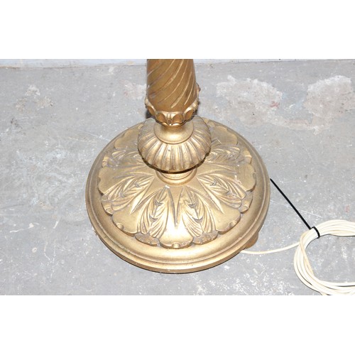 230 - A vintage carved gilt wood standard lamp with shade, approx 190cm tall inc shade