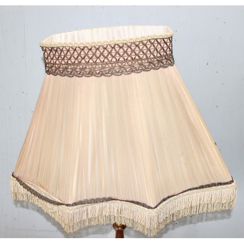 231 - Retro wooden and metal standard lamp with shade, approx 159cm tall inc shade