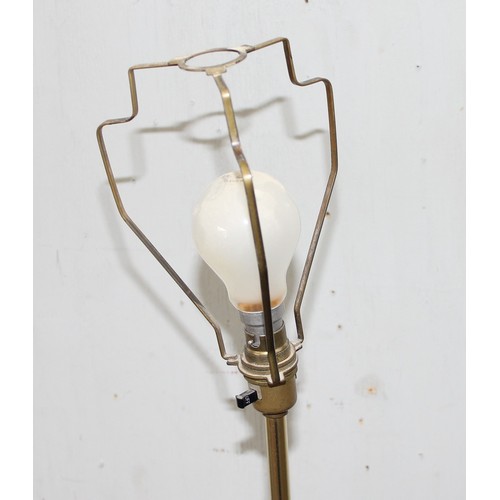 231 - Retro wooden and metal standard lamp with shade, approx 159cm tall inc shade