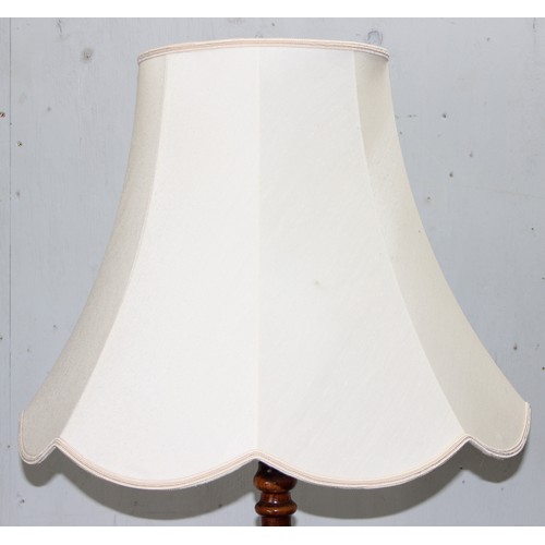 232 - Vintage wooden standard lamp with shade, approx 182cm tall inc shade