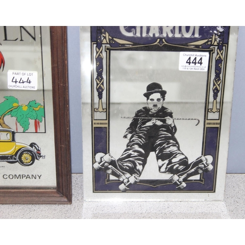 407 - 2 vintage advertising mirrors, one for Lincoln Motor Company and the other Charlie Chaplin 