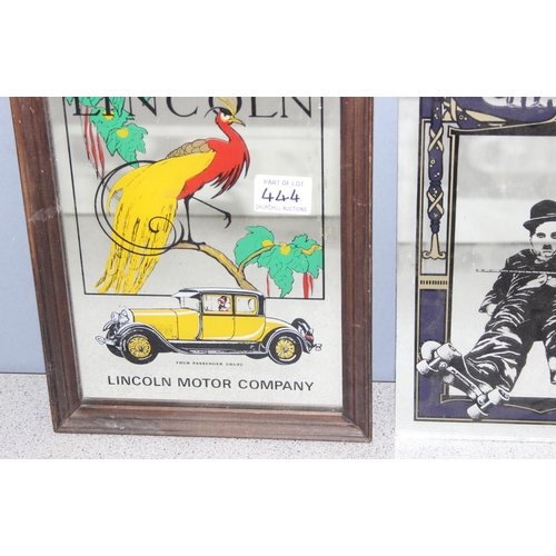 407 - 2 vintage advertising mirrors, one for Lincoln Motor Company and the other Charlie Chaplin 