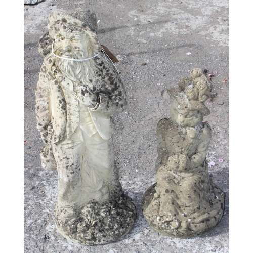 319 - 2 weathered concrete garden statues, tallest approx 75cm tall