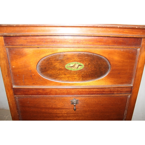 86 - An unusual early 20th century mahogany cabinet with lift up lid and drop down cupboard, approx 61cm ... 