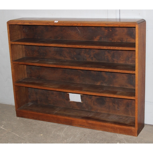 92 - A large vintage oak bookcase, approx 152cm wide x 26cm deep x 119cm tall