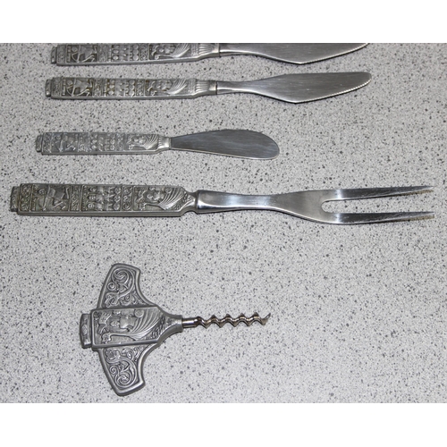 An Extensive Retro Norwegian Cutlery Set By Hs Konge Made From Tin 