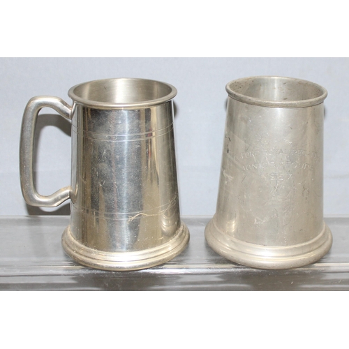 1009 - Assorted vintage and pewter items to incl tankards, goblets and bud vases, approx 3kg gross