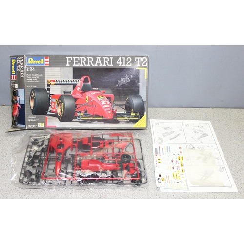 1502 - 3 vintage model kits to inc Monogram MG-TC, Revell Ferrari 412 T2 & Heller Humbrol LTV Crusader F-8E... 