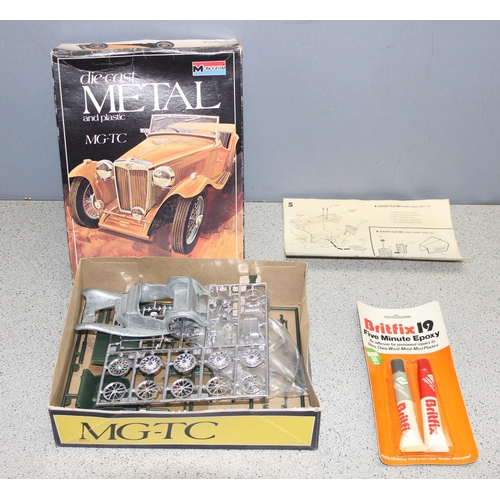 1502 - 3 vintage model kits to inc Monogram MG-TC, Revell Ferrari 412 T2 & Heller Humbrol LTV Crusader F-8E... 