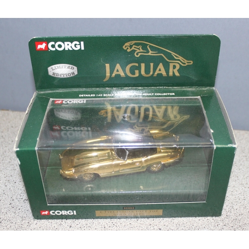 1510 - 3 boxed limited edition Corgi Classics 02903 50th anniversary gold plated Jaguar XK120 scale model v... 