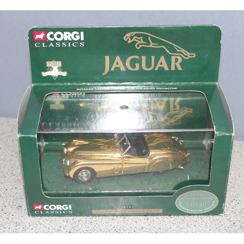 1510 - 3 boxed limited edition Corgi Classics 02903 50th anniversary gold plated Jaguar XK120 scale model v... 