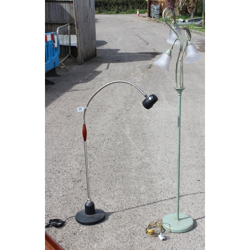 236 - 2 floor standing lamps, the largest approx 165cm tall