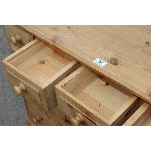 24 - An unusual modern pine 14 drawer chest of drawers, approx 126cm wide x 33cm deep x 92cm tall