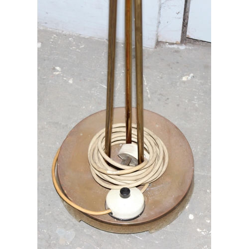 240 - 1950's retro standard lamp with 3 drop light-heads and glass shades, approx 154cm