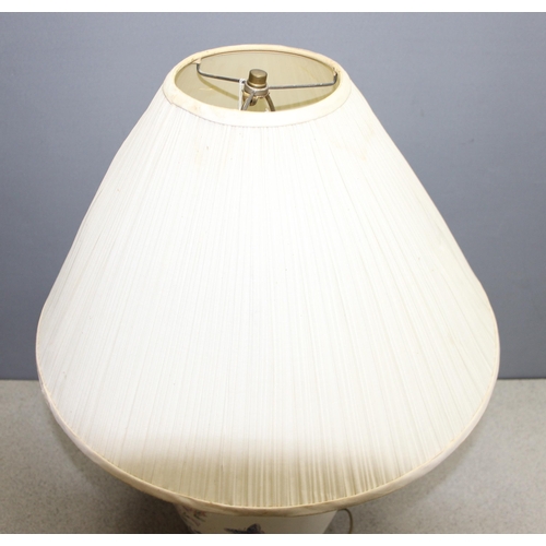 243 - Large painted glass lamp with shade, approx 70cm