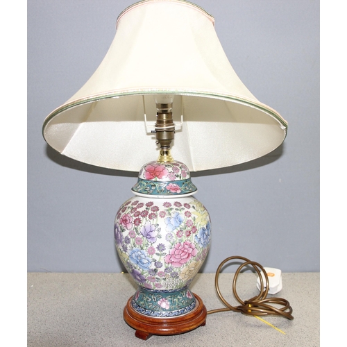 244 - 7 lamps to incl a floral Oriental example