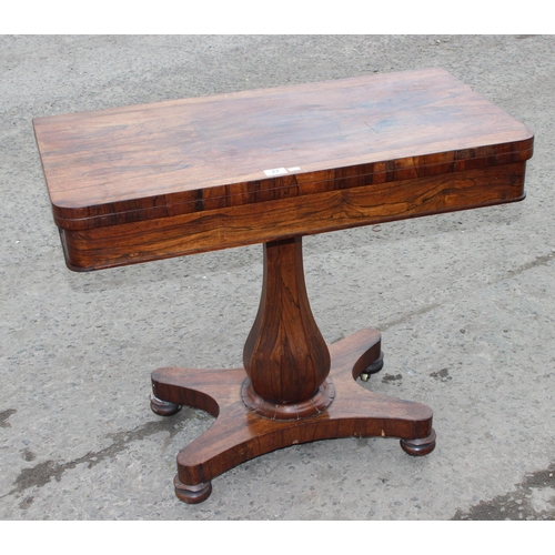 27 - A 19th century Rosewood card table with green baize line interior, approx 91cm wide x 91cm deep x 77... 