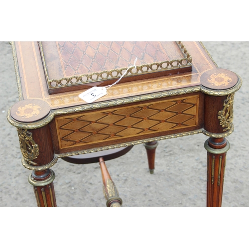 3 - A 19th century French marquetry inlaid kingwood Jardinière table with gilt metal gallery and mountin... 