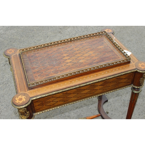 3 - A 19th century French marquetry inlaid kingwood Jardinière table with gilt metal gallery and mountin... 