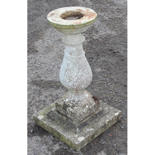 A vintage weathered garden plinth, approx 35cm wide x 35cm deep x 65cm tall