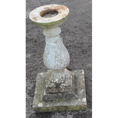 A vintage weathered garden plinth, approx 35cm wide x 35cm deep x 65cm tall