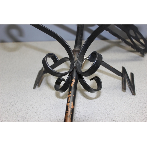 314 - Wrought iron motorcycle themed weather vane, approx 112cm tall