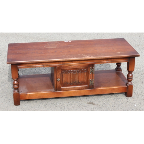 34 - A vintage oak coffee table, possibly Old Charm, approx 121cm wide x 51cm deep x 47cm tall