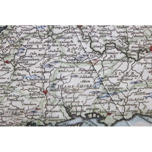 409 - Robert Morden map of England c.1722, engraved and hand coloured in outline and coloured title cartou... 