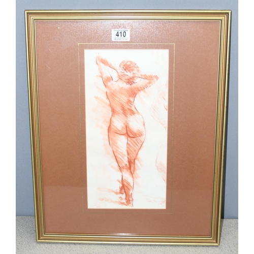 410 - Mid-century pastel study of a female nude, indistinctly signed lower left and dated 73, with Roy Pet... 