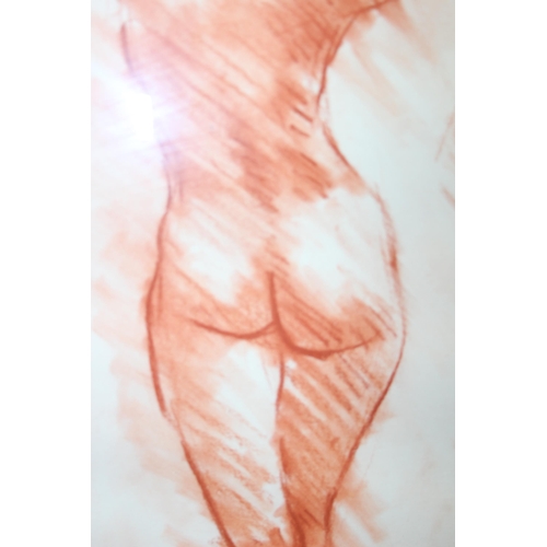 410 - Mid-century pastel study of a female nude, indistinctly signed lower left and dated 73, with Roy Pet... 