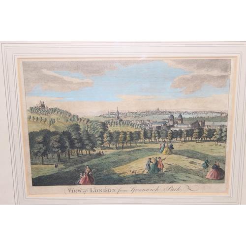 415 - 4 antique hand coloured prints of London to inc Somerset House for Stow's Survey, Hampstead from Pri... 