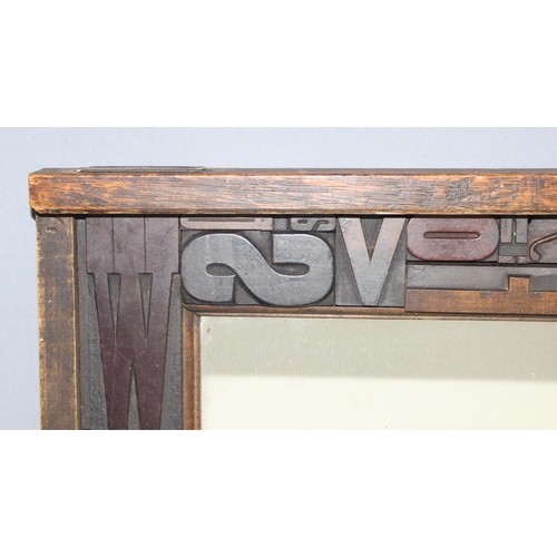 420 - A vintage oak printers tray drawer set with wooden printers blocks surrounding a mirror, converted i... 