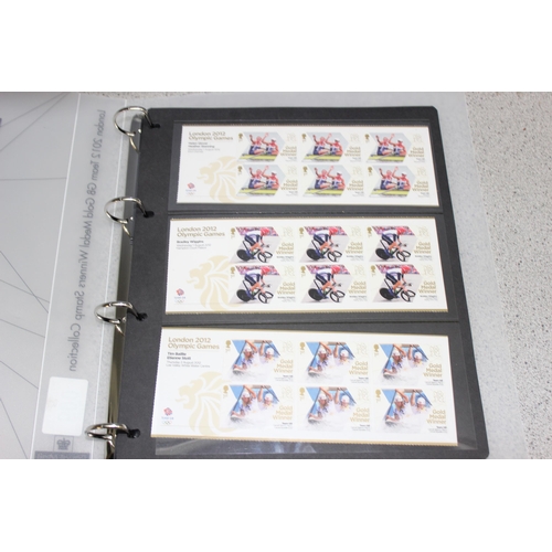 500 - A full set of 29 London 2012 gold medal winner stamps, 174 unused first class stamps, and 34 pairs o... 