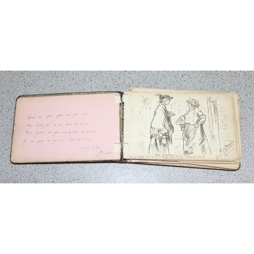 504 - 4 antique albums with contents to incl hand-written messages, poems and pressed flowers