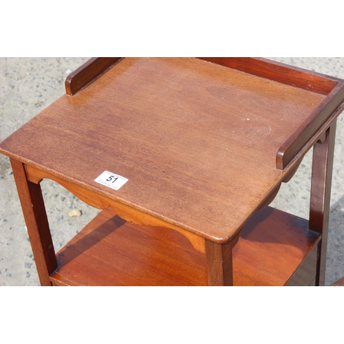 51 - 2 mahogany bedside tables, one antique, approx 37cm wide x 34cm deep x 76cm tall (2)