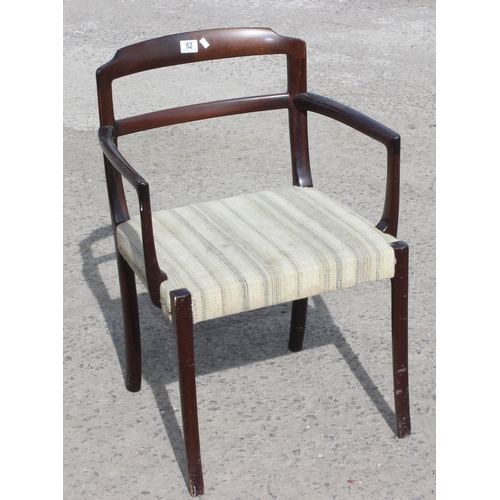 52 - Vintage Scandinavian carver dining chair, attributed to Danish designer Ole Wanscher, with original ... 