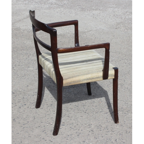 52 - Vintage Scandinavian carver dining chair, attributed to Danish designer Ole Wanscher, with original ... 