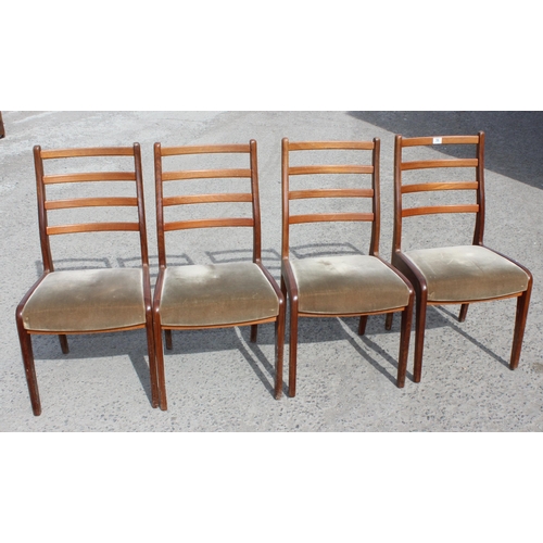 56 - A set of 4 retro G-Plan ladder back dining chairs with stuffed seats, approx 92cm tall