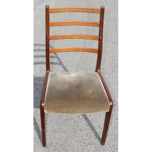 56 - A set of 4 retro G-Plan ladder back dining chairs with stuffed seats, approx 92cm tall