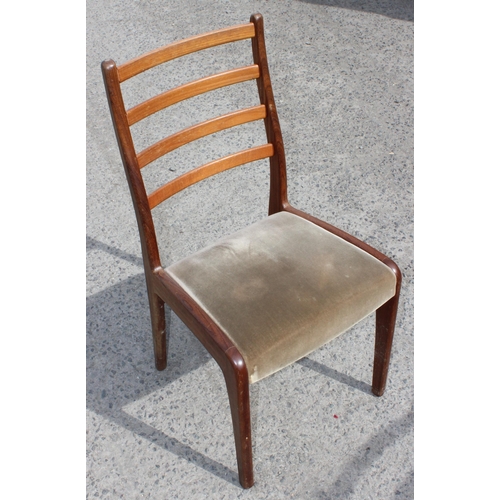 56 - A set of 4 retro G-Plan ladder back dining chairs with stuffed seats, approx 92cm tall