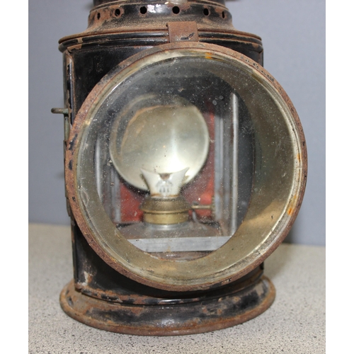 700 - 2 vintage railway lamps to incl LMS - Stirling - largest approx 15cm wide x 22cm deep x 36cm tall