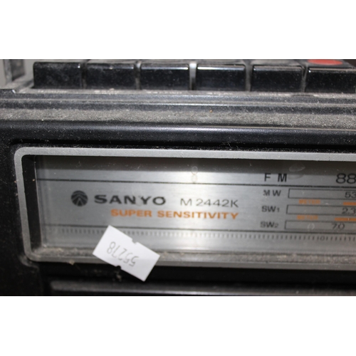 751 - Vintage Sanyo radio cassette recorder (M2442K) and 2 radios to incl Philips 381A-15