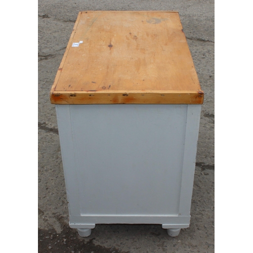 8 - An unusual vintage pine lidded box with painted base formed as a 2 over 1 chest of drawers, approx 8... 