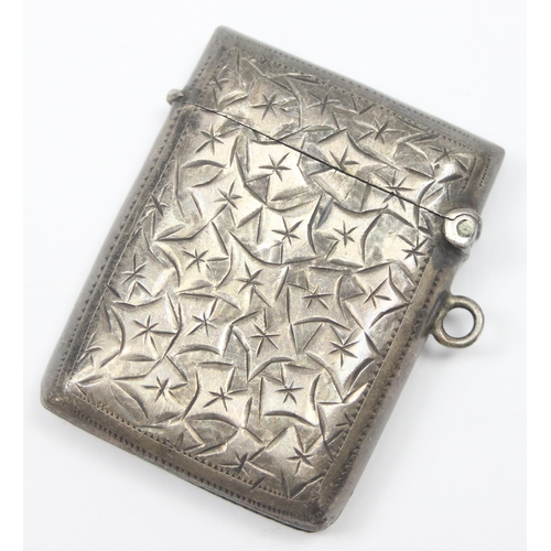 1015 - An antique silver vesta case with engraved decoration, Birmingham 1904 by Joseph Gloster