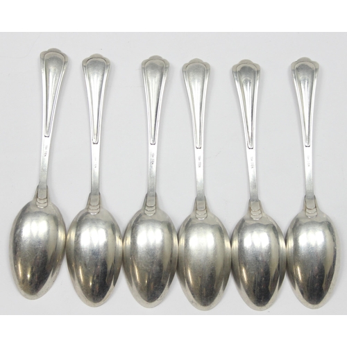 1037 - A set of 6 800 silver coffee spoons, marked indistinctly and XRF confirmed, each approx 10cm long, a... 