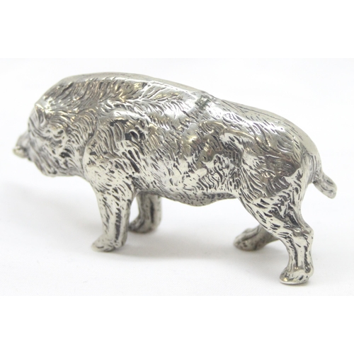 1046 - A vintage cast silver model of a wild boar, indistinctly marked to foot, possibly 800, and XRF testi... 