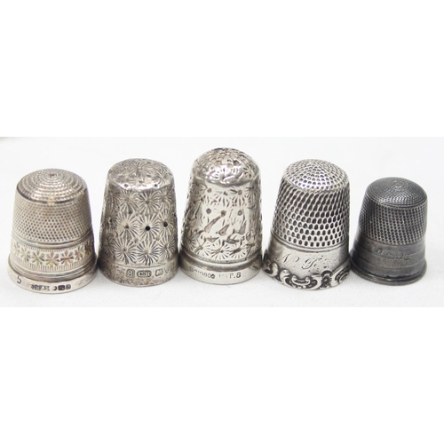 1058 - 9 assorted silver thimbles to inc 2 by Charles Horner, all marked or XRF confirmed, approx 45.81g gr... 