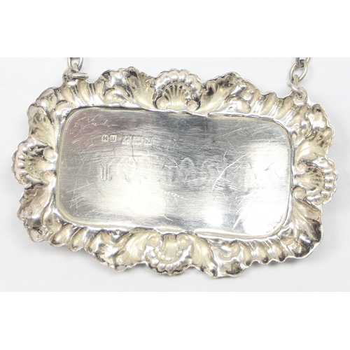 1069 - A vintage silver Whisky decanter label, Birmingham 1962 by Hampton Utilities