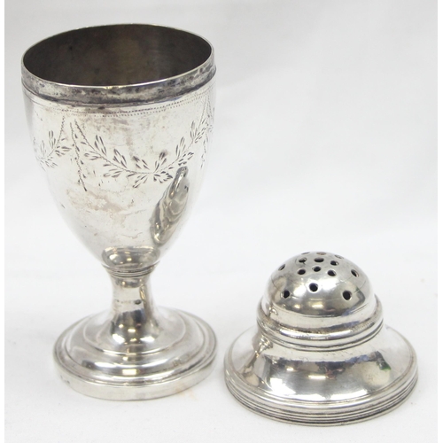 1071 - An unusual antique silver pepper pot or pounce pot, seemingly unmarked but XRF tests as 925 silver, ... 